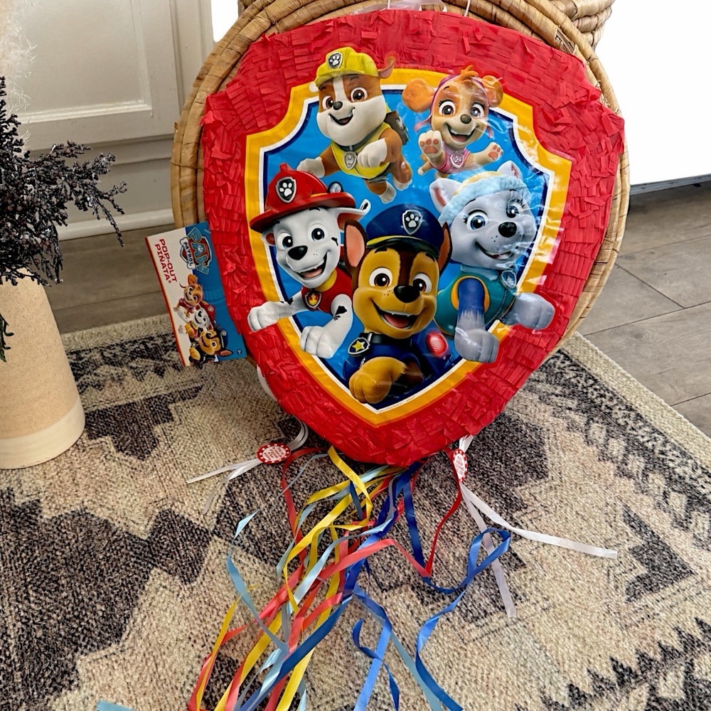New Nickelodean Paw Patrol Pull String Pop Out Piñata Birthday Party Piñata